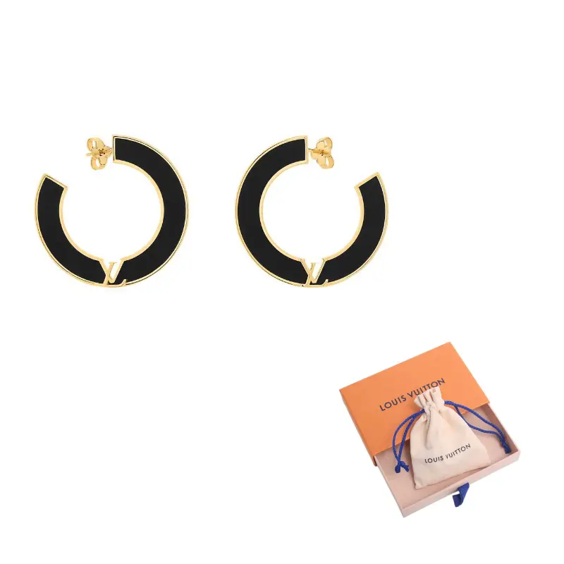 

LOUIS VUITTON Серьги металлические женские черные с золотом