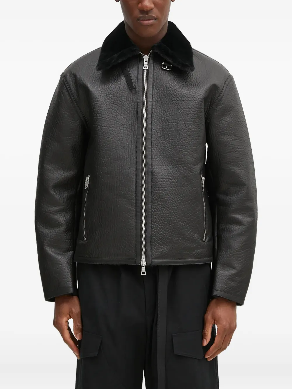 

Кожаная куртка с воротником из овчины MKI Miyuki Zoku, черный