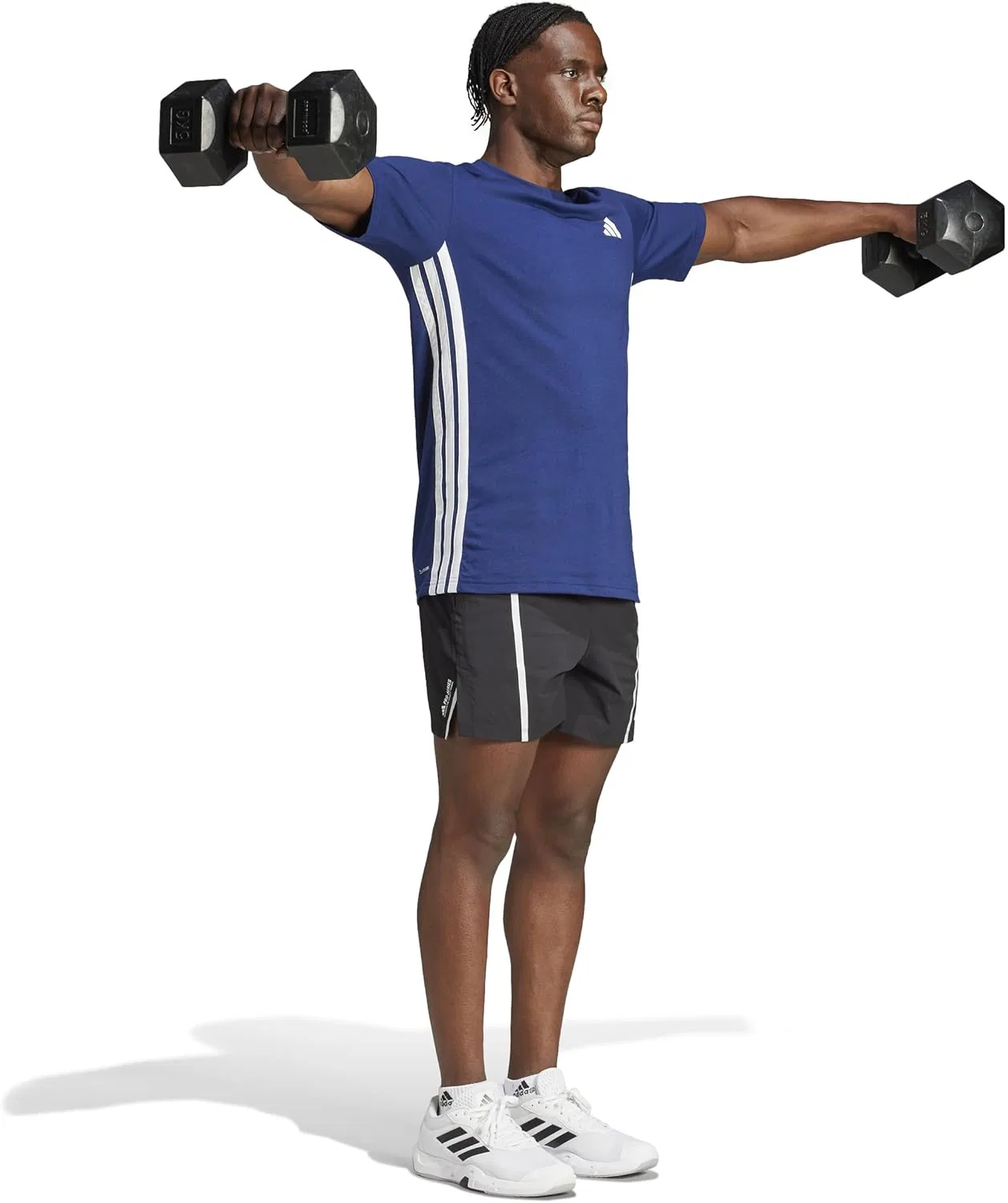 Футболка Adidas Men's Train Essentials FeelReady с тремя полосками, темно-синий — фото 3