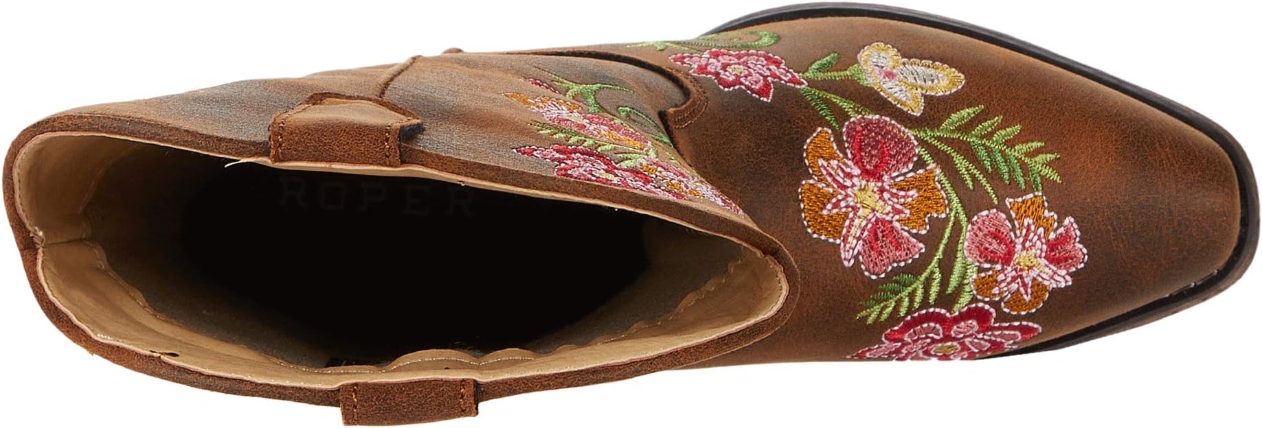 Ботинки Roper Kids  Juliet, Brown Faux Leather Vamp/Floral Embroidery — фото 2