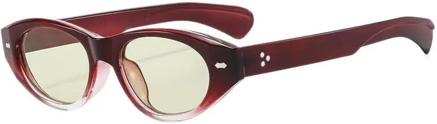 

Солнцезащитные очки с защитой UV400 | Оправа с маленькими овальными заклепками, цветные линзы | Для женщин и мужчин, для занятий спортом на открытом воздухе и вождения DSVIGF, Red