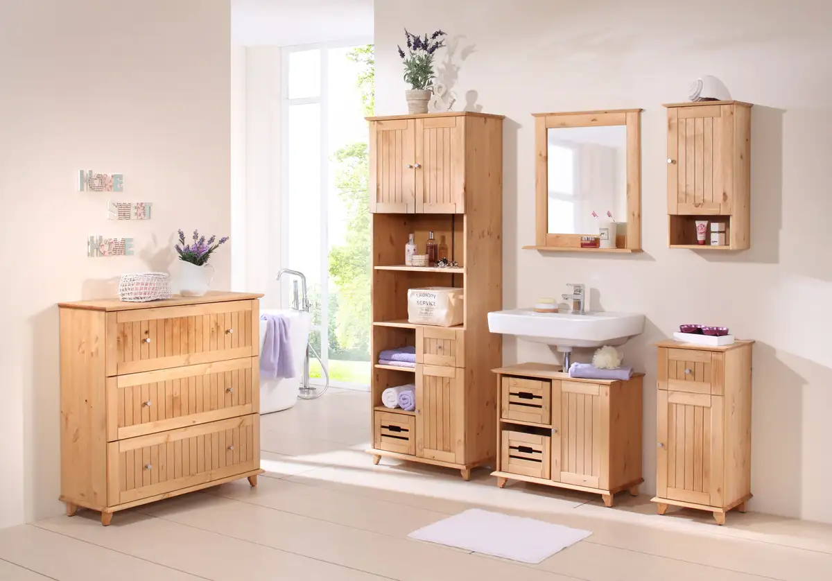 Зеркало для ванной комнаты welltime "Venezia Landhaus/Sund", ширина 58 см, из массива дерева 58х65,4х12 см, цвет holzfarben — фото 2