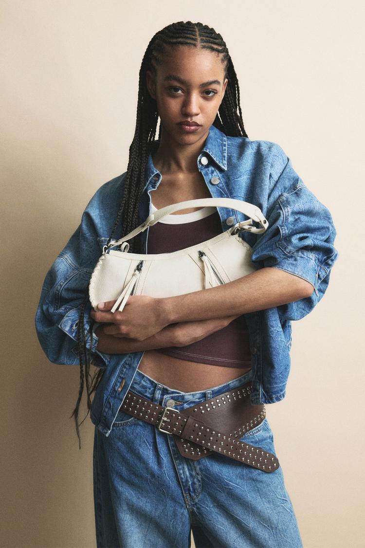 

Сумка через плечо с молниями Pull And Bear, белый