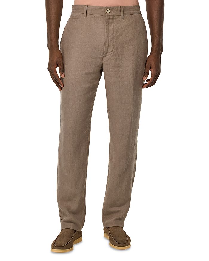 

Брюки прямого кроя из льна Solid Linen Straight Fit Boggi Milano, коричневый/бежевый