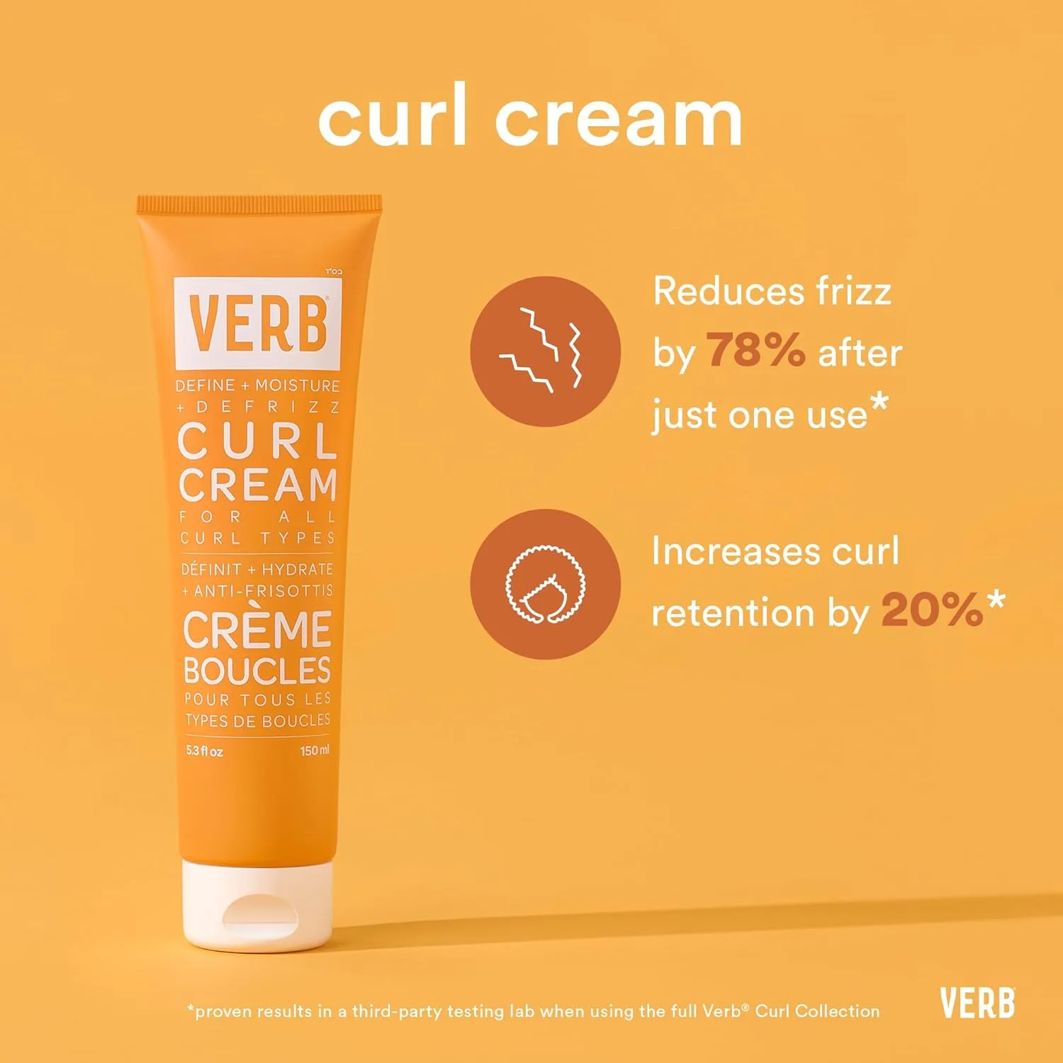 Verb Curl Cream, 5,3 унции (150 г) - легкий несмываемый крем для завивки - против пушистости, придает форму, мягкость и легкую фиксацию - веганский, без парабенов и сульфатов (набор из 2 шт) 300.51 г (2 шт.) — фото 3