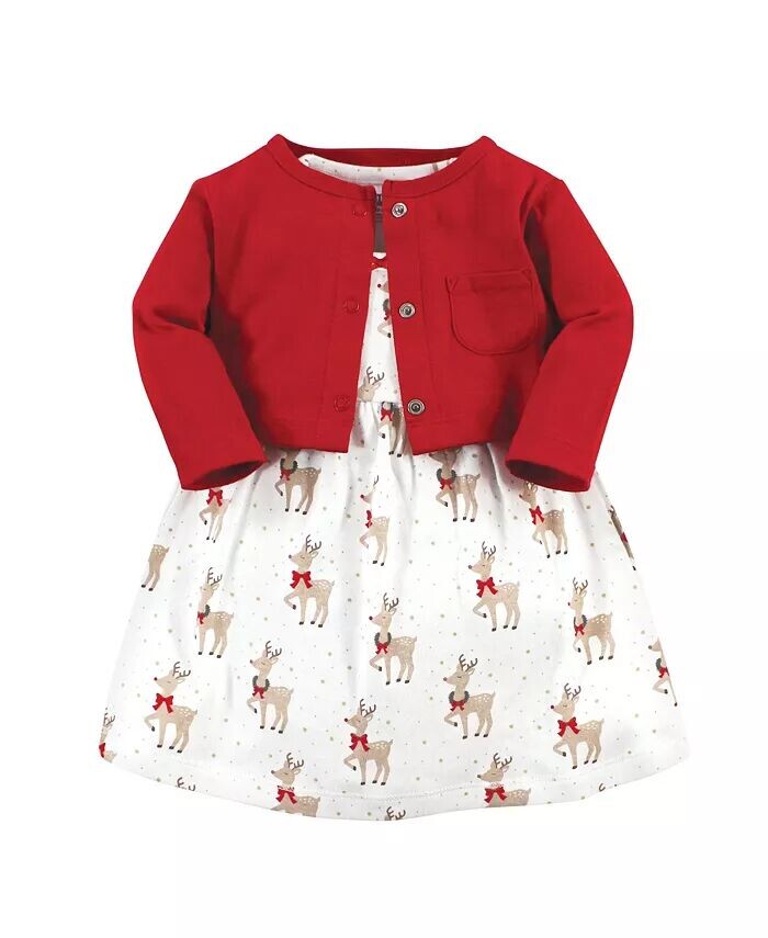 

Комплект из хлопкового платья и кардигана для маленьких девочек, Fancy Rudolph Hudson Baby, мультиколор