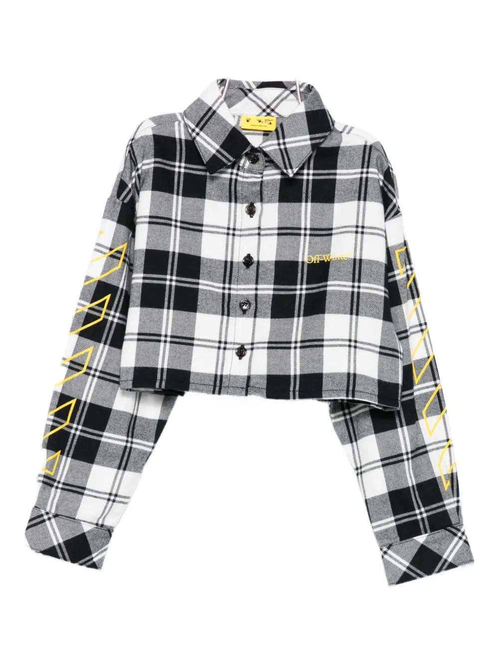 

Клетчатая укороченная рубашка OFF-WHITE KIDS, черный