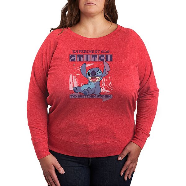 

Футболка с длинным рукавом Lilo & Stitch Too Busy Doing Nothing French Terry plus size Disney, Heather Red