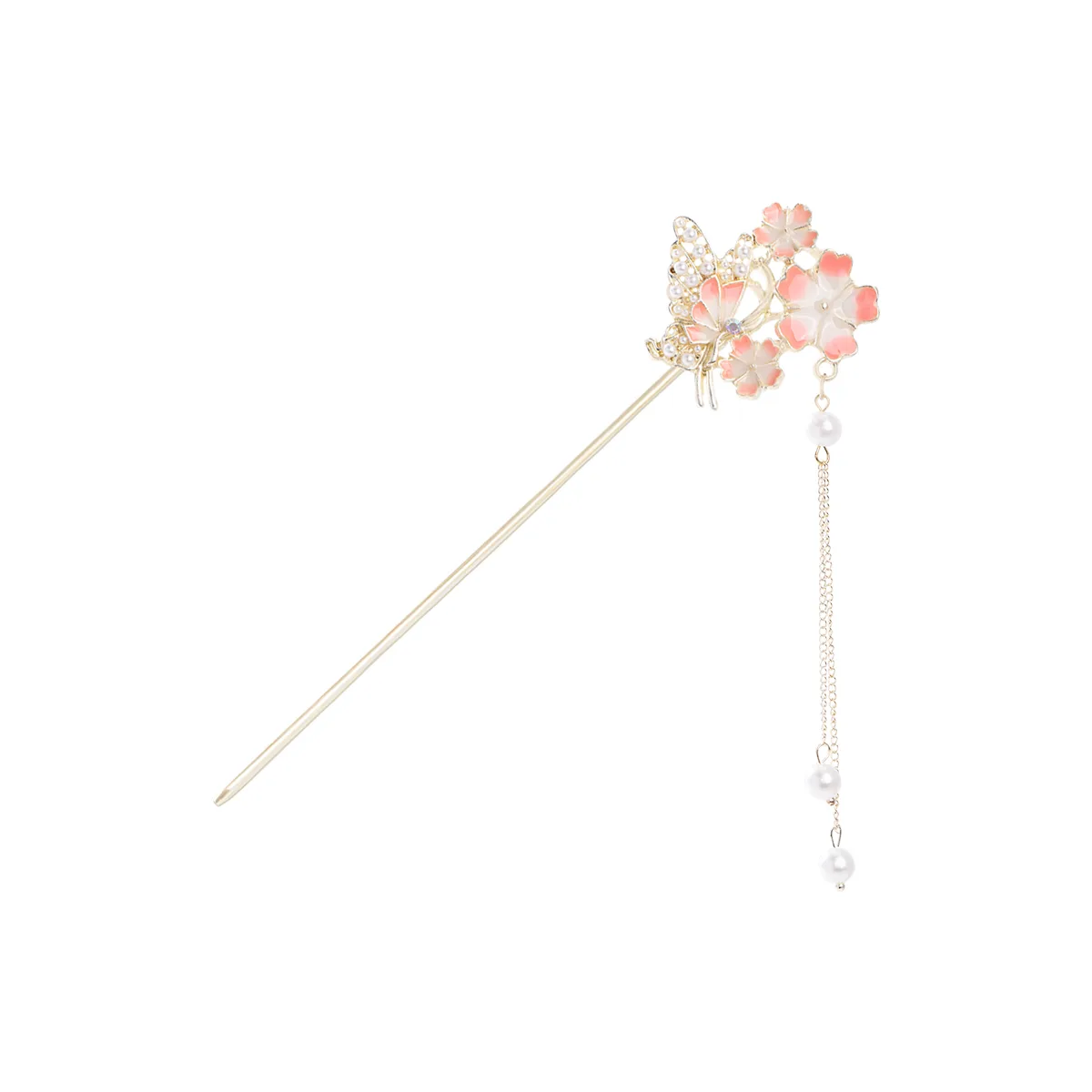 Женские шпильки для волос ZANC, [Butterfly Dancing among Flowers+Pearl Flower]2 Pcs — фото 4
