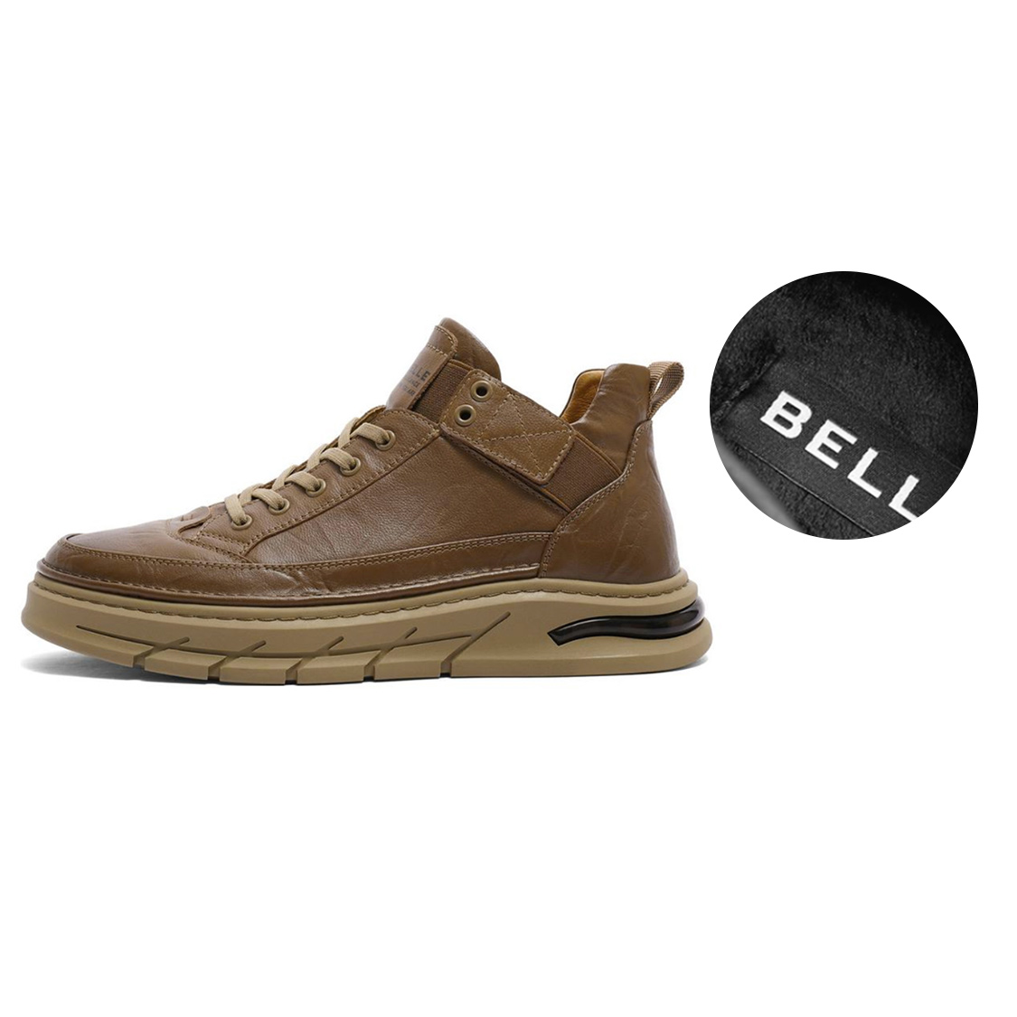 

Мужские скейтерские крю низкие Black/Brown BELLE, черные без подкладки