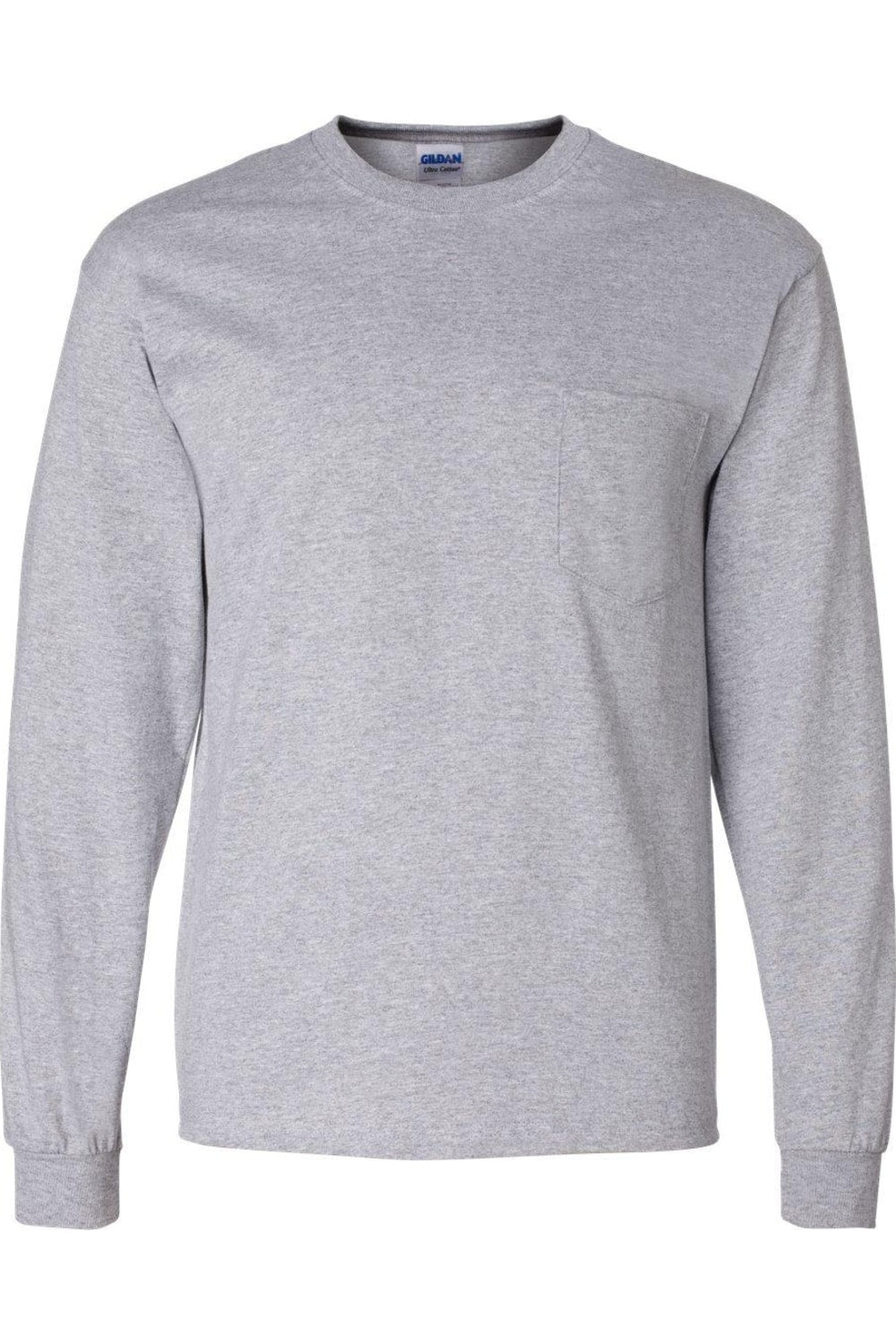 

Футболка Gildan Ultra Cotton с длинными рукавами и карманом, цвет sport grey