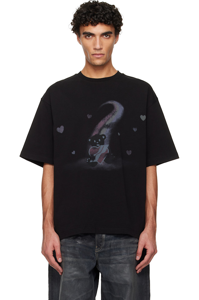 

Футболка с плюшевыми сердечками We11Done, черный