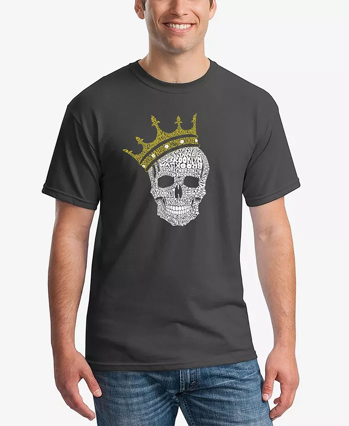 

Мужская футболка с коротким рукавом Word Art Brooklyn Crown LA Pop Art, серый