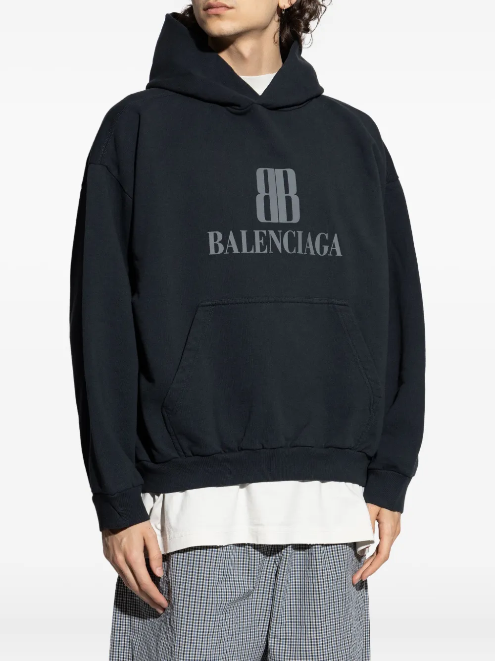 Худи nano bb с вышитым логотипом BALENCIAGA, черный — фото 3