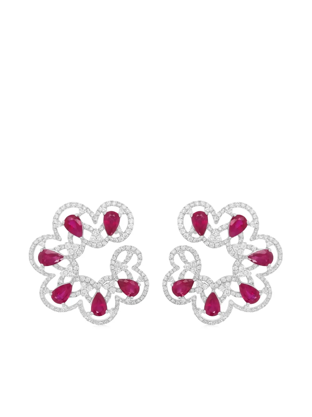 

Серьги из белого золота с бриллиантами и рубинами HYT Jewelry, белый