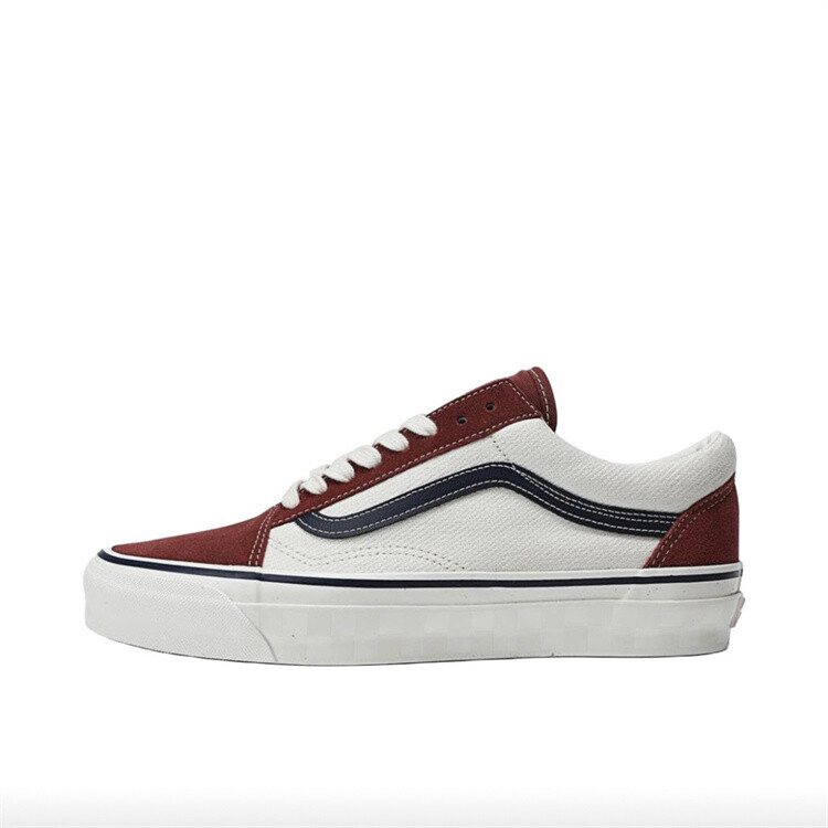 

Кроссовки Vans Old Skool Skateboarding Shoes Men Low-top Wine Red/White, цвет Burgundy