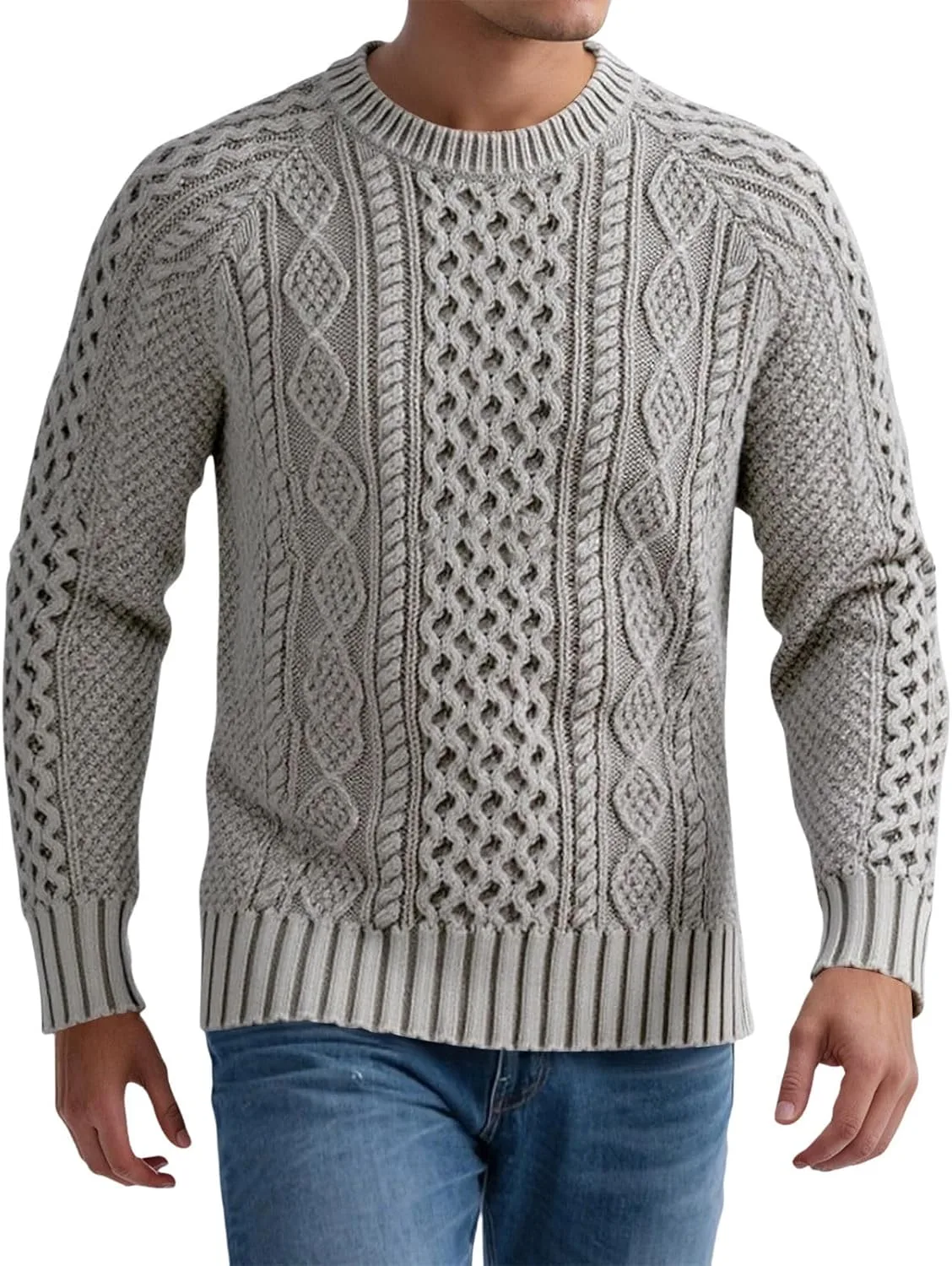 

Мужской свитер с круглым вырезом, классический, однотонный, с резинкой по краю, длинный рукав, легкий