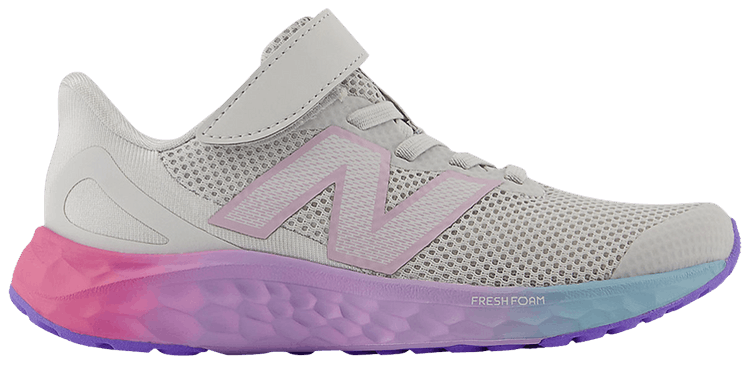 

Кроссовки New Balance Fresh Foam Arishi v4 Bungee Lace Top Strap Little Kid 'Grey Matter Lilac Glo', серый
