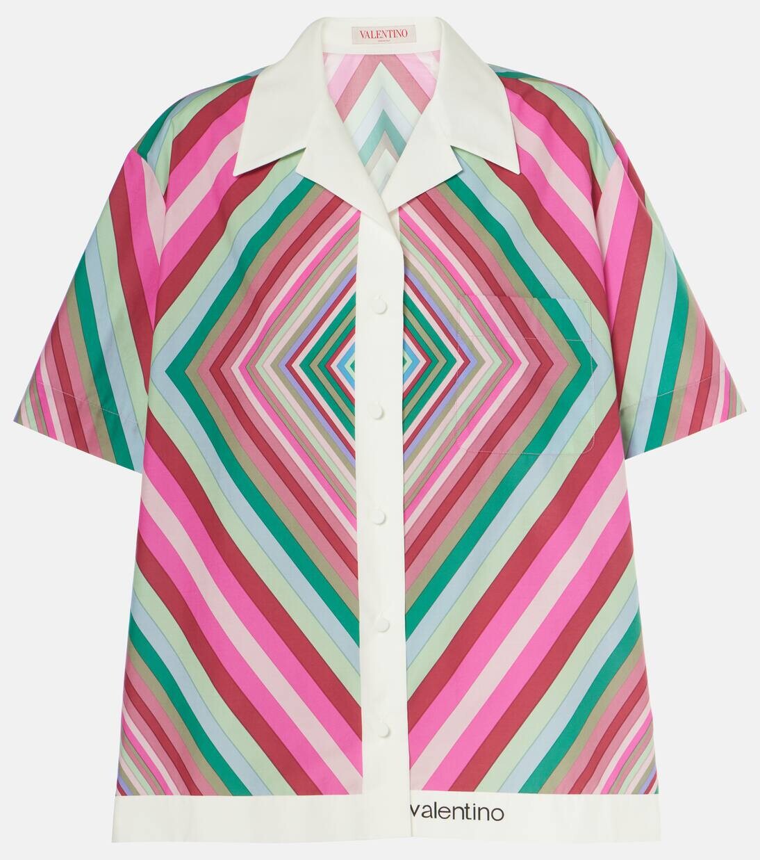 

Рубашка из хлопкового поплина с принтом Valentino, цвет multicolour/avorio
