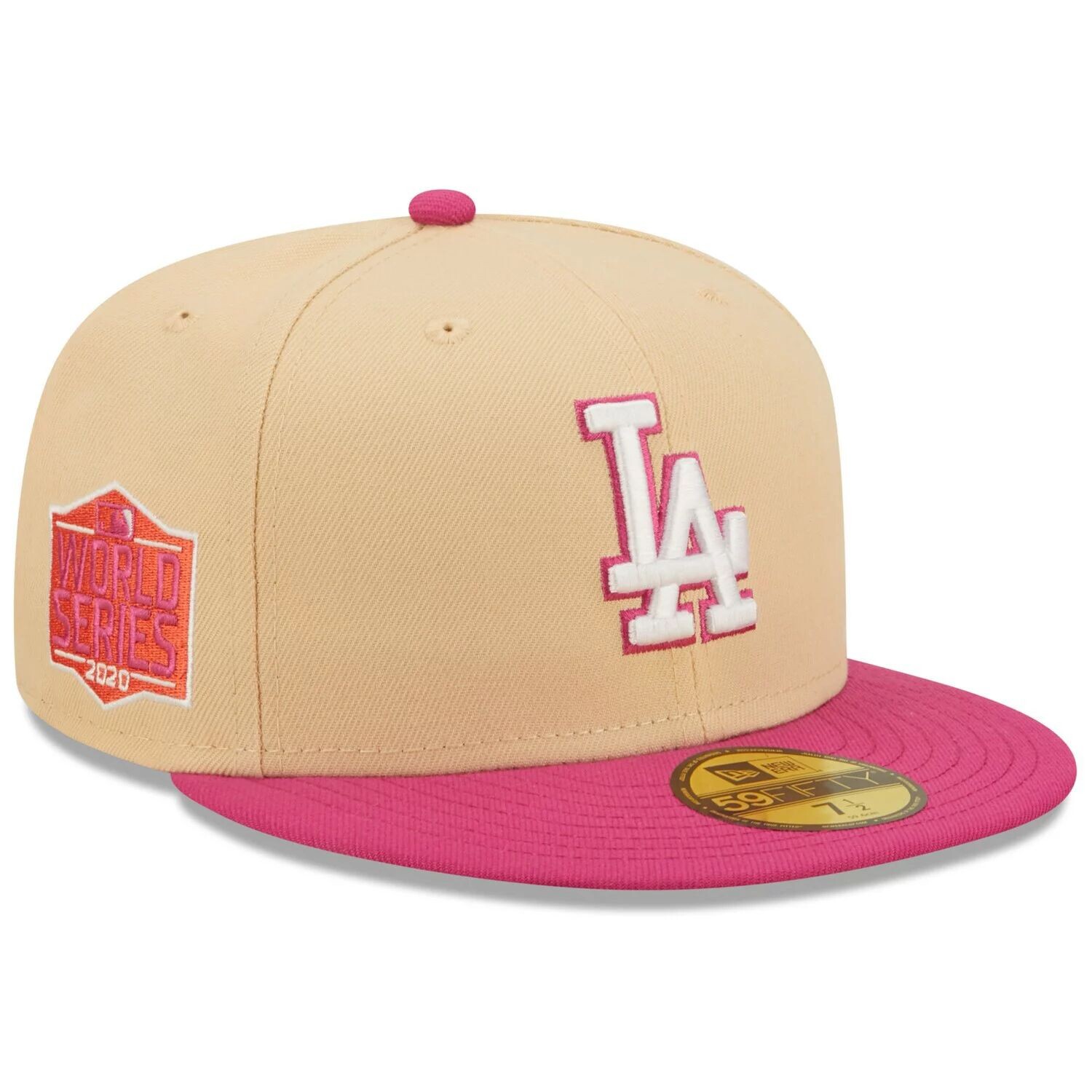 

Мужская облегающая шляпа New Era оранжевого/розового цвета Los Angeles Dodgers World Series 2020 Mango Passion 59FIFTY