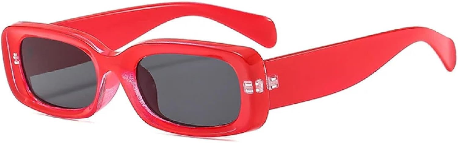 

Панк-солнцезащитные очки прямоугольной формы для мужчин, роскошные солнцезащитные очки в толстой оправе для женщин, модные разноцветные очки с защитой от УФ-излучения UV400 HHZZYVY, Red-black