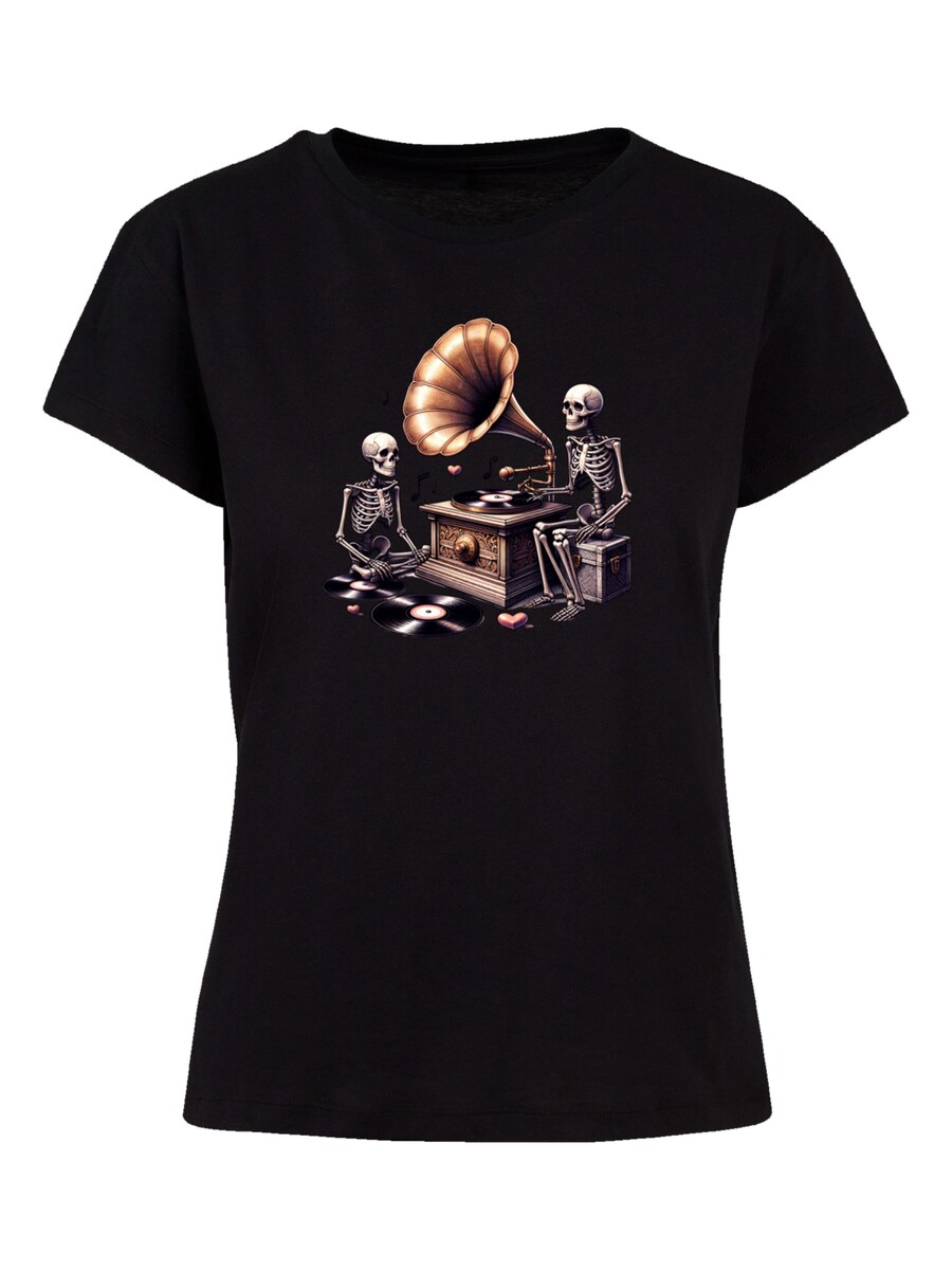 

Футболка F4NT4STIC Gothic Skeleton Vintage Vinyl Plattenspieler, Black