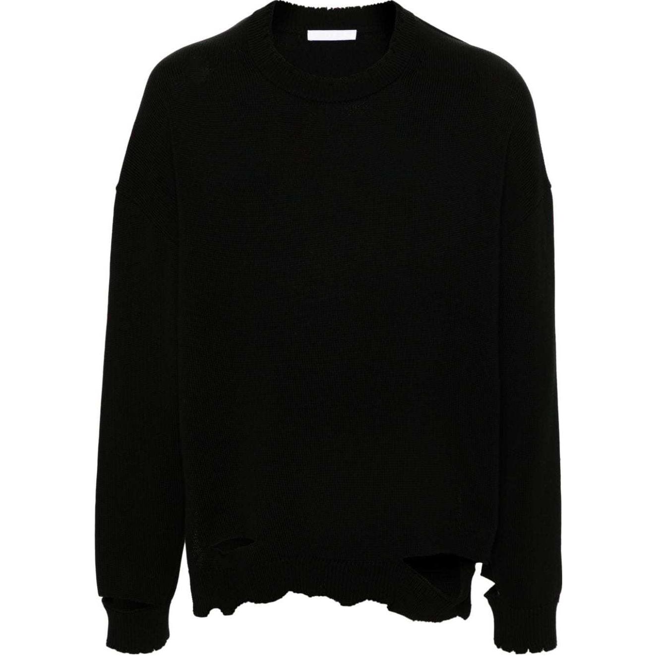 

Джемпер с v-образным вырезом и потертостями Helmut Lang, черный