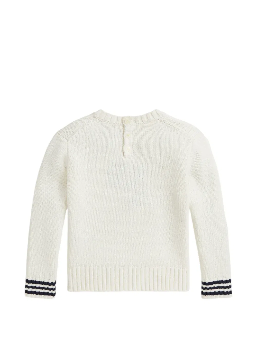 Свитер с полосатыми манжетами, связанный интарсией Polo Ralph Lauren Kids, белый — фото 2