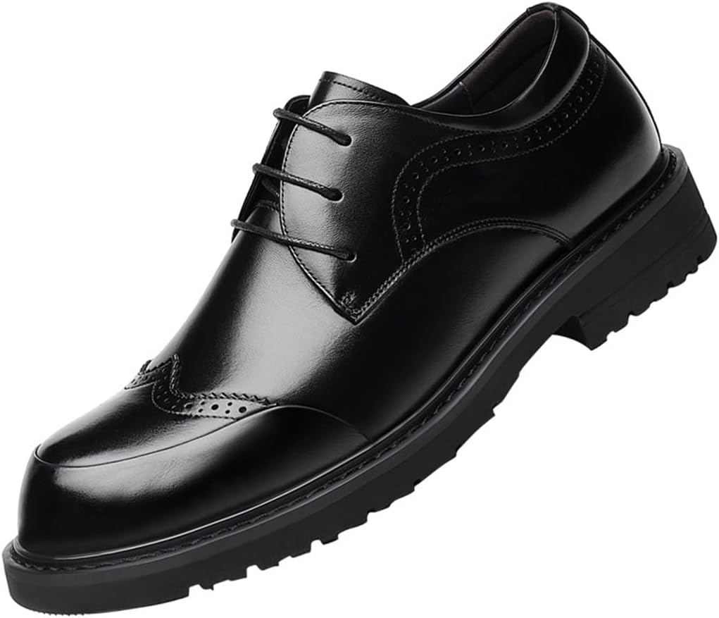 

Мужские туфли VIBLiSS Oxford из кожи на шнуровке, формальные туфли с внутренней скрытой платформой для увеличения роста, деловые и свадебные туфли, черный