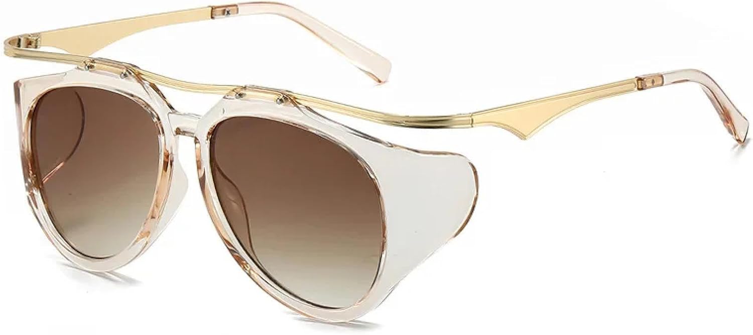 

Прочные солнцезащитные очки в стиле панк для мужчин, роскошные, для женщин и мужчин, ретро, ​​черные, для активного отдыха, с защитой от УФ-излучения UV400 VVTWSSW, Brown-brown