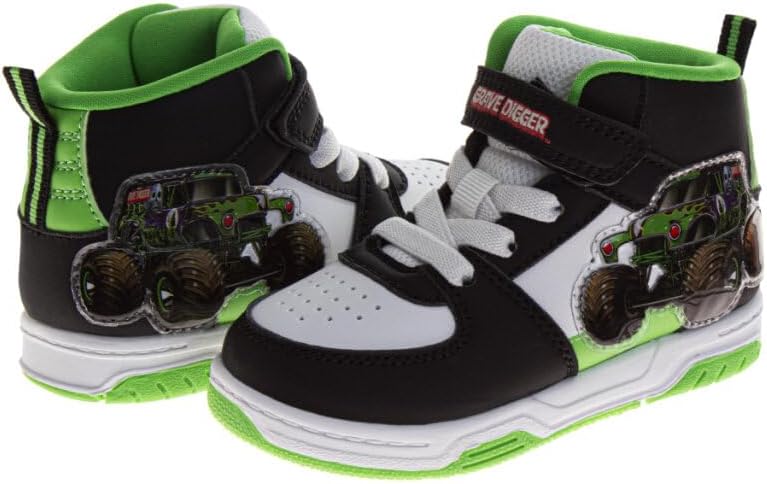 Детские кроссовки Character Boys с высоким верхом Cars, Monster Jam, Paw Patrol, Spider-Man, Sonic, повседневные спортивные с застежкой для малышей, размер 6-10, 11-12 для маленьких детей Josmo, черный/зеленый — фото 4