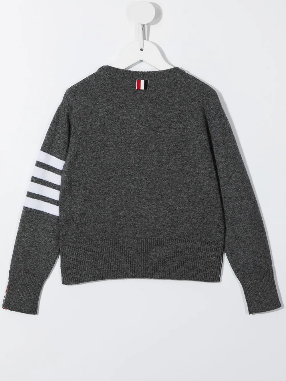 Кашемировый джемпер с полосками 4-Bar Thom Browne Kids, серый — фото 2