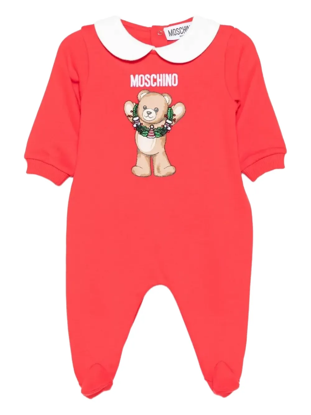 

Пижама с воротником и принтом "медвежонок" Moschino Kids, красный