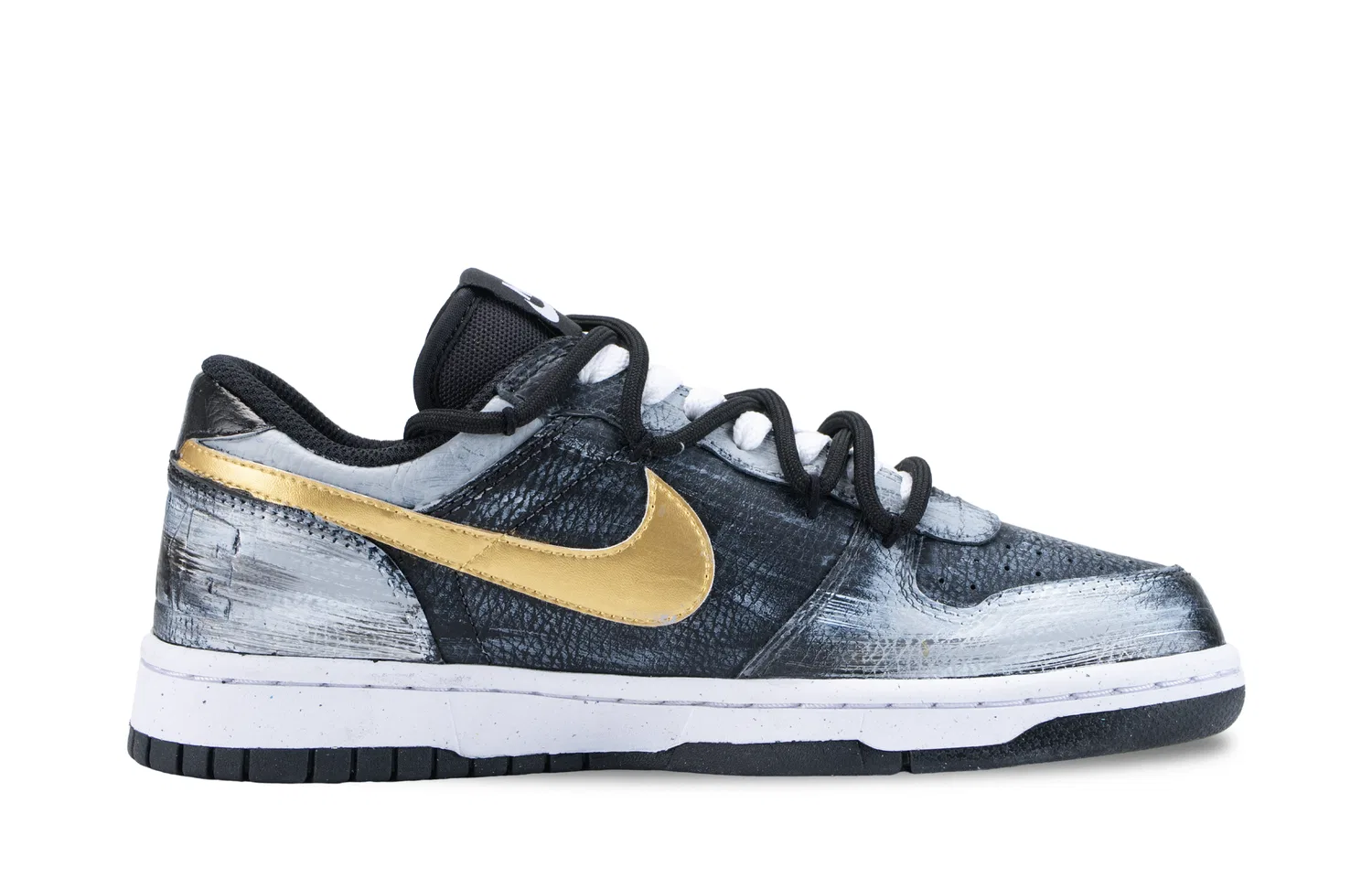 Кроссовки скейтбордические Nike Big Low черно-золотые — фото 4