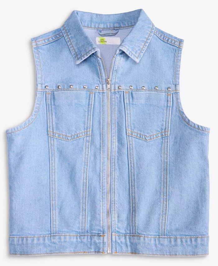 

Жилет из хлопкового денима цвета индиго для маленьких и больших девочек Epic Threads, синий