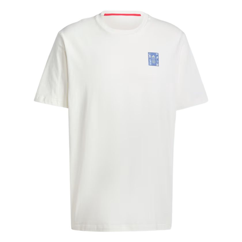 

Adidas Футболка Ajax Amsterdam, мужская, цвет ecru, круглый вырез, умеренный прямой крой