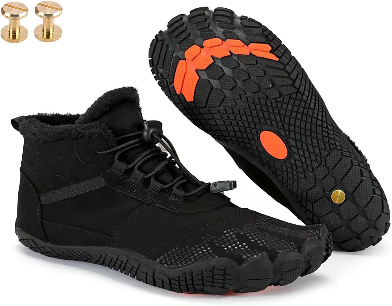 

Зимние заземляющие ботинки с медью, зимние комфортные походные обувь для женщин и мужчин, с прочными винтами из чистой меди Generic, черный