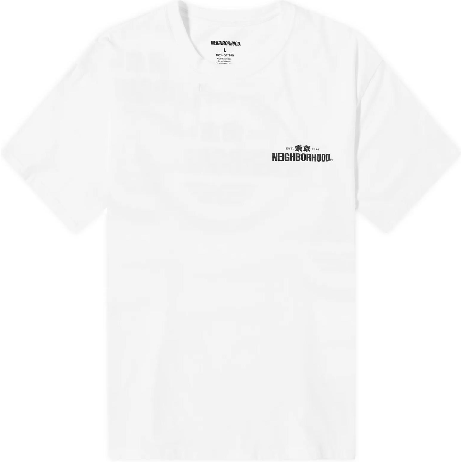 

NEIGHBORHOOD Футболка мужская белая, Белый, NEIGHBORHOOD Футболка мужская белая