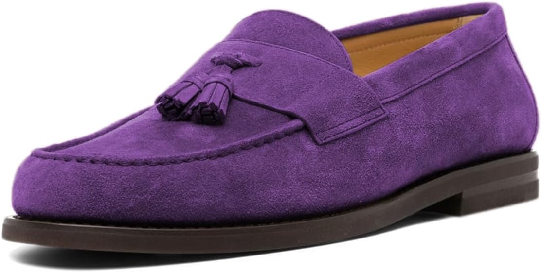 

Мужские лоферы FOWT с круглым носком, плоской подошвой, удобные, повседневные, для улицы, размеры 4-16 США, фиолетовый
