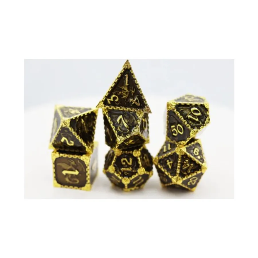 

Набор Dragon Poly — Пустота с золотом (7), Dice Sets - Metal - Dragonstone, Dragon, Dragon Scale, Hidden Dragon