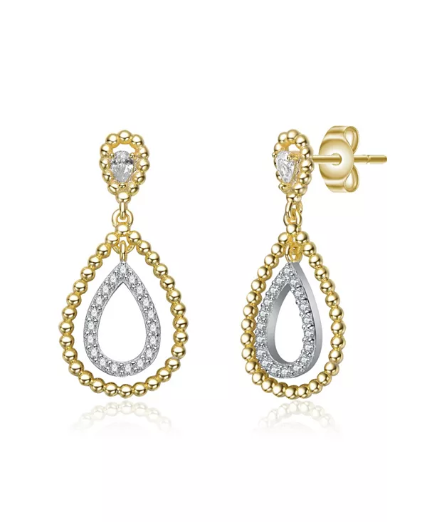 

Двухцветные серьги-капли с прозрачными кубическими цирконами Rachel Glauber, two-toned
