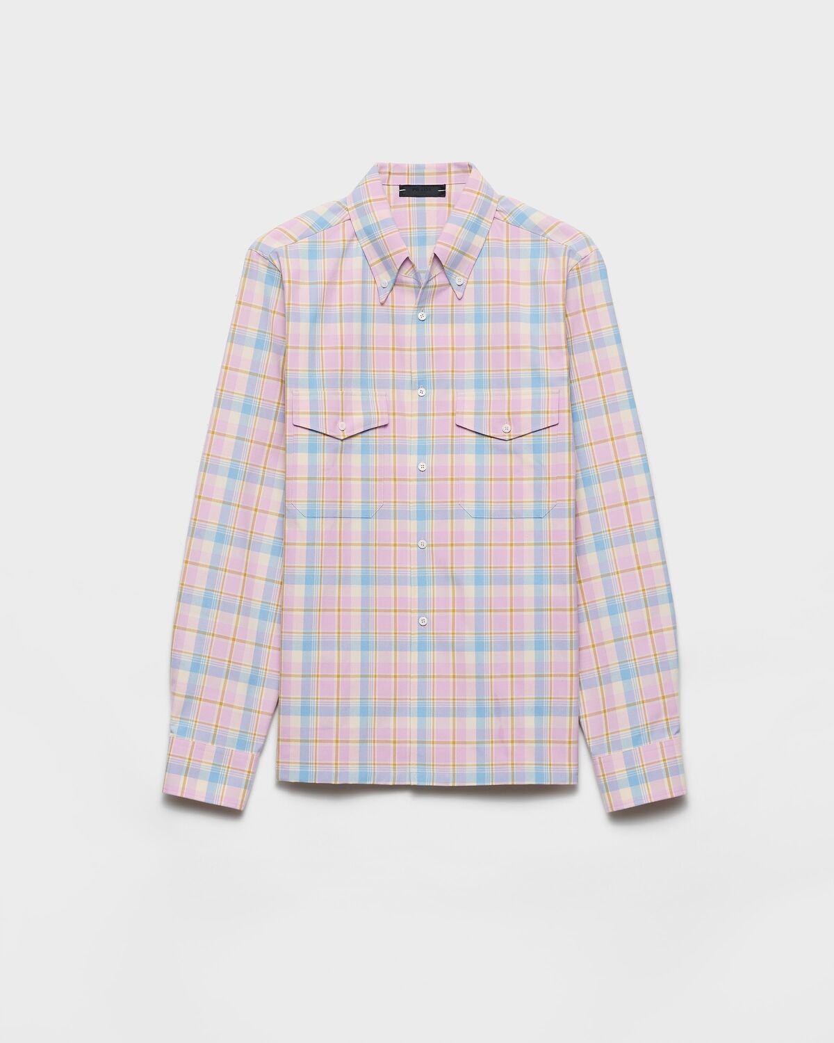 

Хлопковая рубашка в клетку на пуговицах Prada, алабастрово-розовый