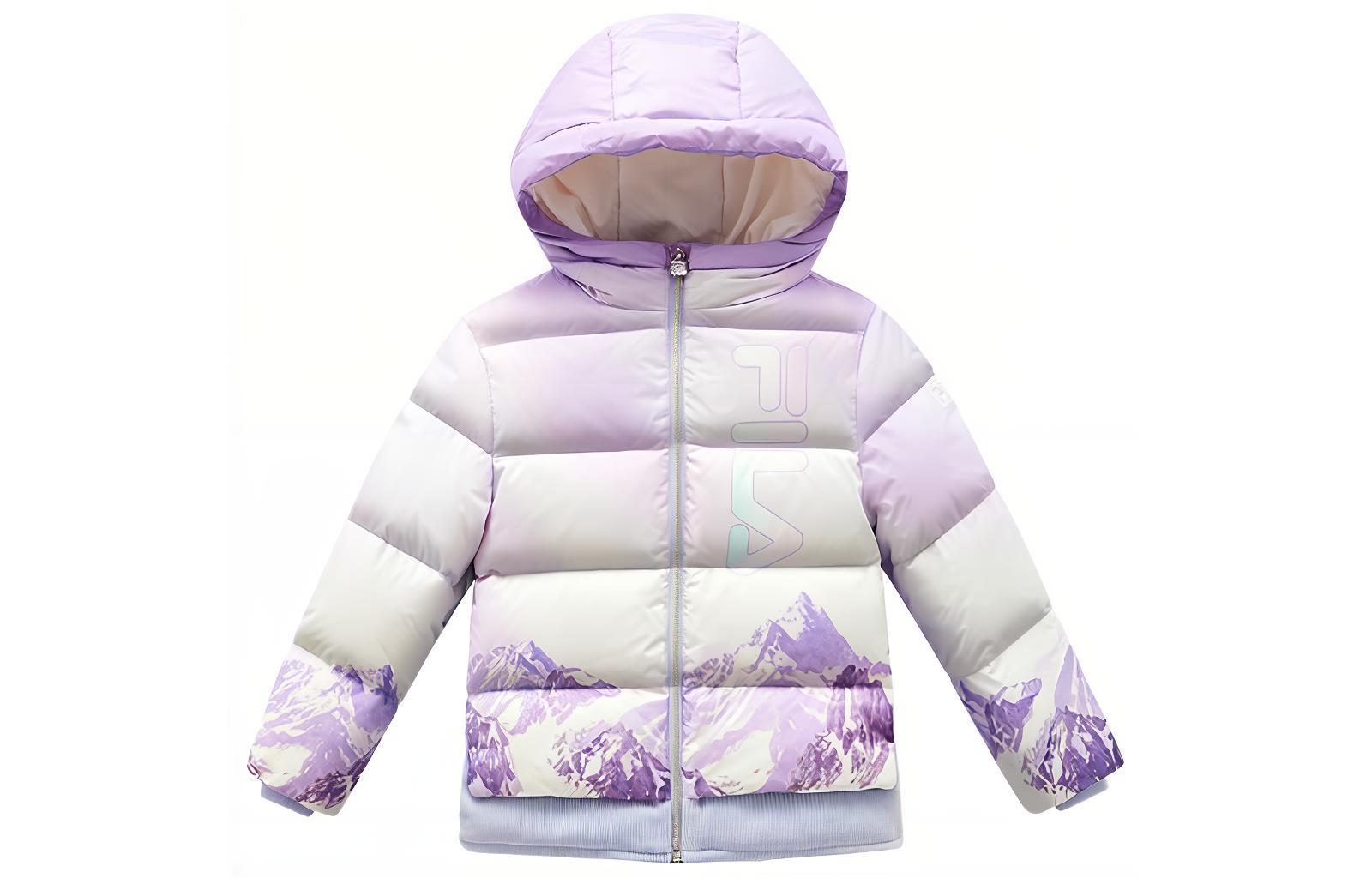 Детская пуховая куртка FILA KIDS с принтом по всей поверхности — фото 2