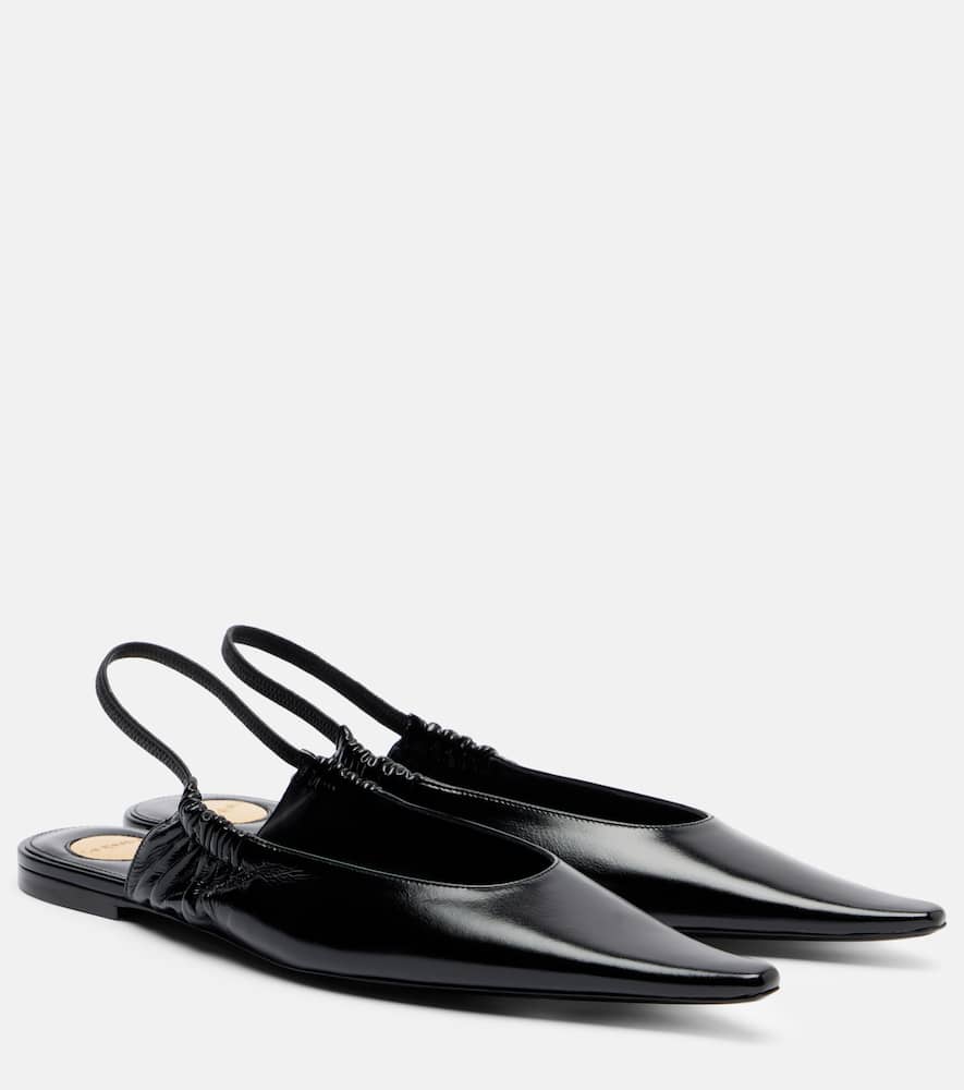 Кожаные туфли-лодочки на ремешке Saint Laurent, Nero
