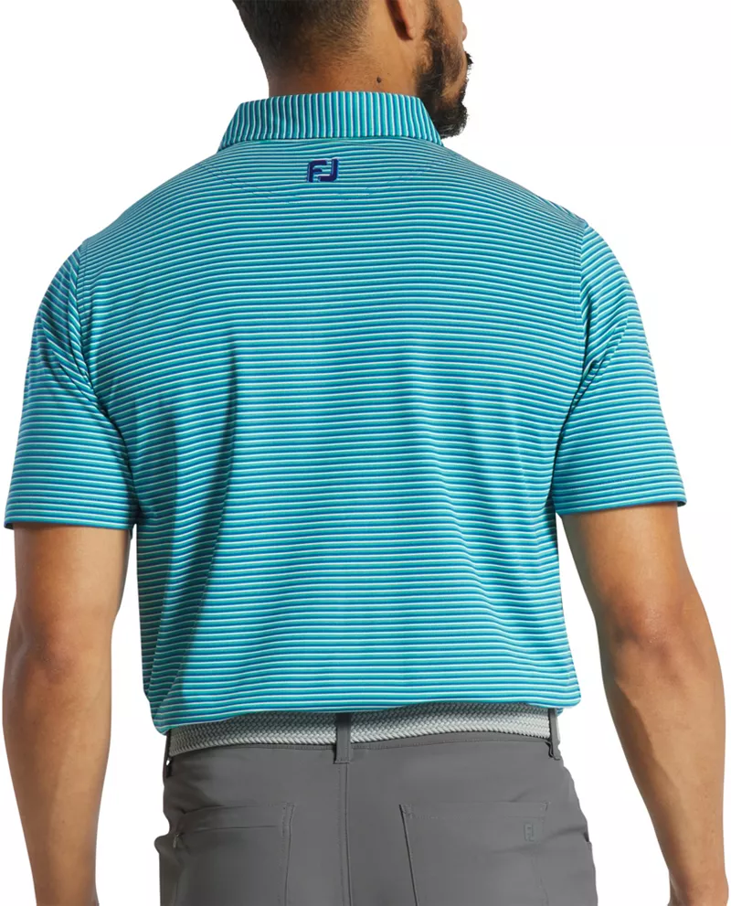 

Мужская рубашка-поло для гольфа из пике с короткими рукавами FootJoy, цвет Blue/Emerald/White