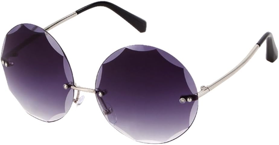 

Модные круглые солнцезащитные очки без оправы для женщин в стиле ретро с металлической оправой и кристальными вставками, прозрачные линзы, модные очки большого размера MTZJH, C1