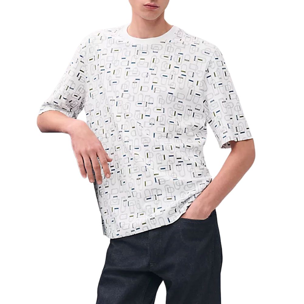 

HERMES Футболка SS25 мужская белая, Белый, HERMES Футболка SS25 мужская белая