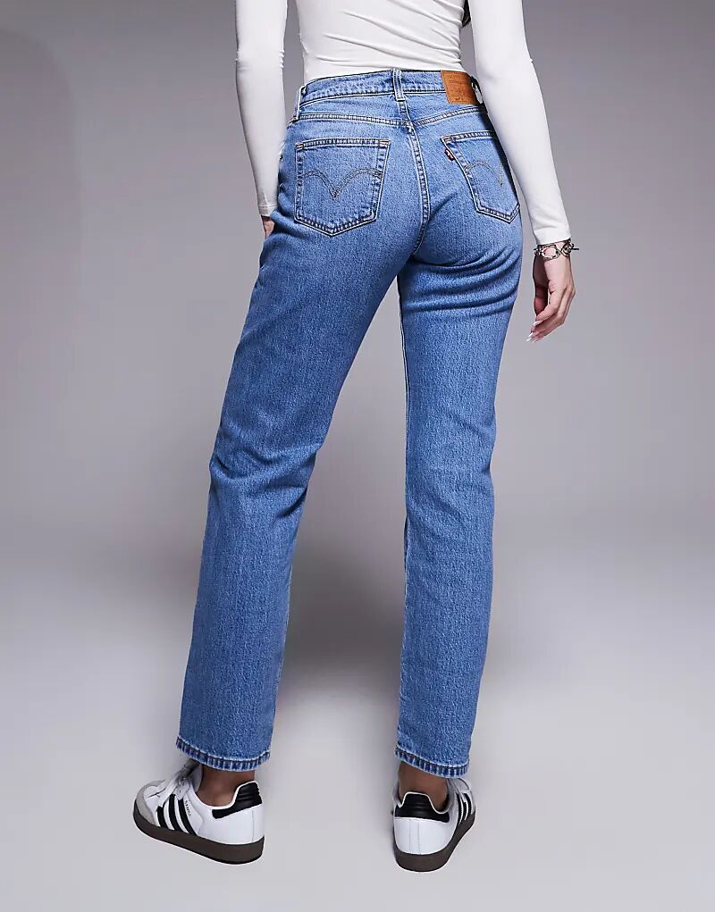 Джинсы Levi's 501 прямого кроя, средне-синего цвета — фото 3
