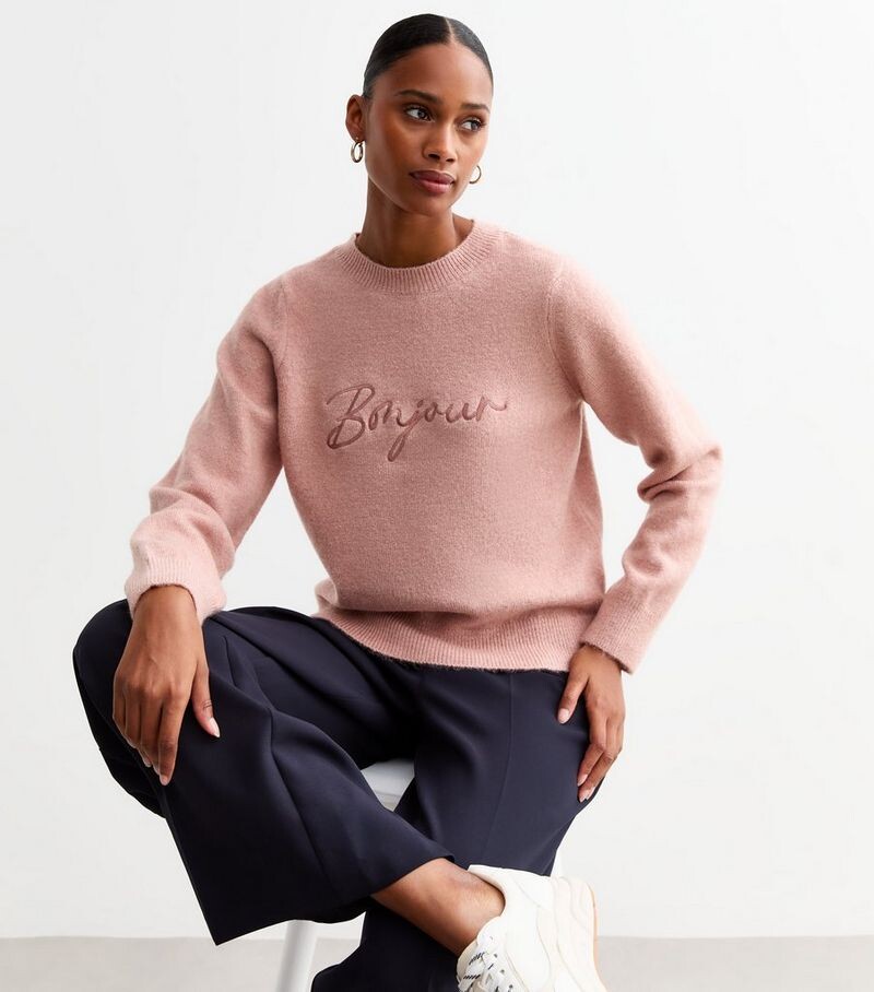 

Розовый джемпер с вышивкой Bonjour New Look, розовый