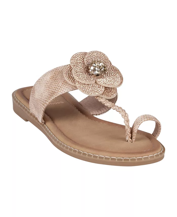 Женские плоские сандалии Blossom Flower с украшением на пальцах в виде цветов GC Shoes, розовый
